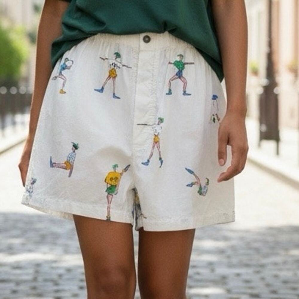 Vintage Naf Naf Paris Boxer Shorts 1980s Novelty Workout Print size small